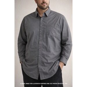 FX Fusion Men's Button Down Shirt XLT Gray Long Sleeve Casual Work Menswear